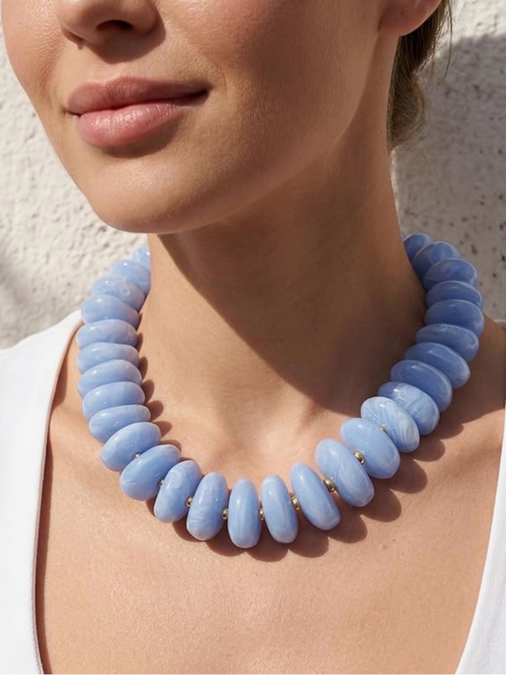 Anthropologie Powder Blue Beaded Collar Necklace